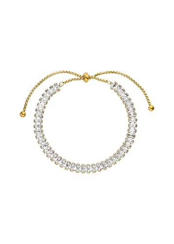 Purelei® Crystal Glow Armband – Größenverstellbar mit Slider-Verschluss, Zirkoniasteine in Baguetteform, Edelstahl in Gold, Silber oder Roségold, Länge 14–28 cm (Gold) von Purelei