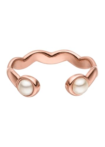 Purelei® Dewdrop Ring – Verstellbarer Wellenring mit Muschelperlen – Edelstahl 18K vergoldet/Silber/Roségold – Größe 50–60 – Eleganter Damenring (Rosegold) von Purelei