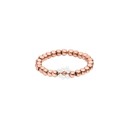 Purelei® Elastischer Blütenring – Ring mit weißen Glasperlen & Edelstahl-Metallkugeln – Größen S/M & M/L – Edelstahl in Gold, Silber oder Roségold – Anxiety - Fidget (Rosegold, S-M) von Purelei