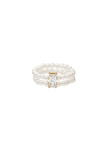 Purelei® Elastischer Pearl Ring mit Zirkoniasteinen (Gold) – Damenring aus langlebigem Edelstahl – Wasserfeste Ringe – Größe S/M – Modeschmuck für deinen individuellen Look von Purelei
