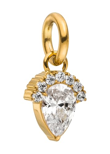 Purelei® Eternal Flame Charm – Tropfenförmiger Zirkonia-Anhänger halb umrandet mit funkelnden Steinen – Edelstahl vergoldet – 7x10 mm – Gold/Silber/Roségold (Gold) von Purelei