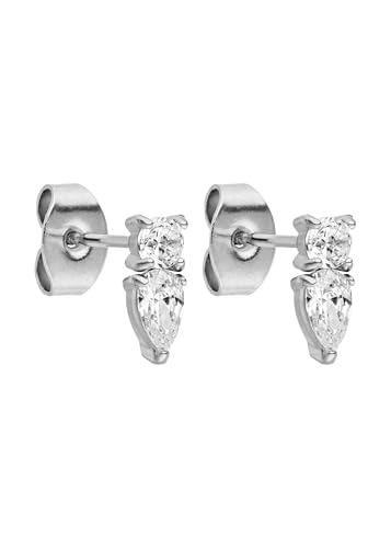 Purelei® Eternal Flame Ohrstecker – Glitzernde Zirkonia Ohrringe für Damen – Edelstahl 18K vergoldet – 3 x 8 mm – Perfekt für Curated Ear Looks – Gold/Silber/Roségold (Silver) von Purelei