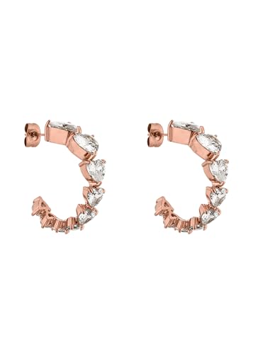 Purelei® Evermore Creolen – Elegante Ohrhänger mit herzförmigen Zirkonia-Steinen | Edelstahl 18K vergoldet, Silber, Roségold (Rosegold) von Purelei