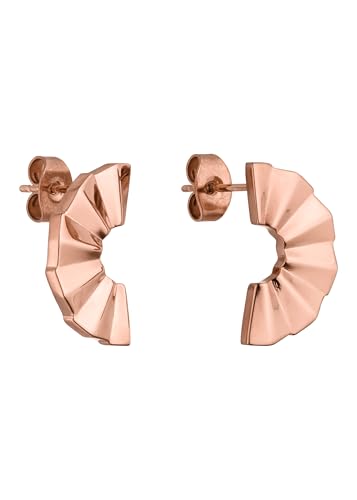 Purelei® Fan Ohrringe – Statement Ohrstecker im Fecher-Design mit Zirkonia – Edelstahl 18K vergoldet – 18 x 9,8 mm – Glänzendes Finish – Gold/Silber/Roségold (Rosegold) von Purelei