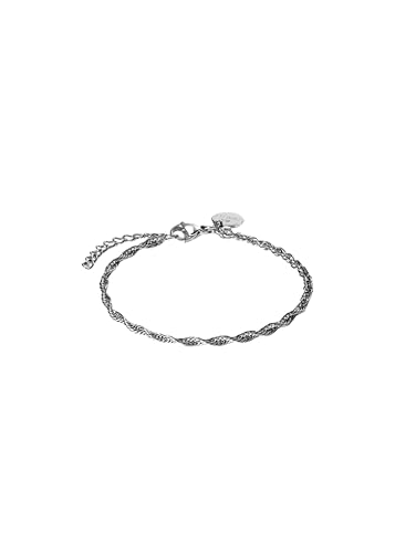 Purelei® Fine Vintage Armband – Gedrehtes Armband aus Edelstahl – 14K/18K vergoldet – Verstellbar 16–19 cm – Filigraner Schmuck – 2,3 g – Wasserfest (Silver) von Purelei