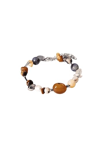 Purelei® Hawaiian Sunset Armband – mit Achat, Sodalith, Citrin & Süßwasserperlen – Edelstahl 18K vergoldet – Damen Schmuck 17–20 cm – Farbintensives Edelstein-Armband - Wasserfest (Silver) von Purelei