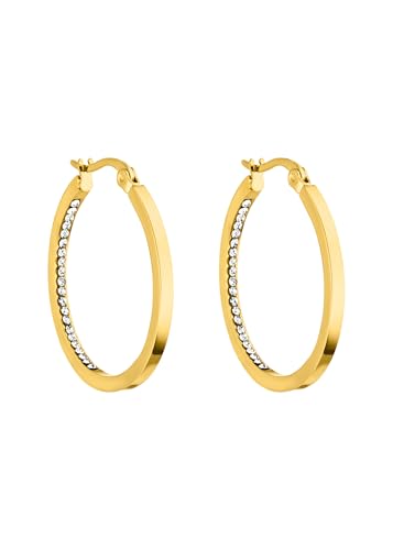 Purelei® Inner Shine Creolen Ohrringe – Edelstahl 18K Vergoldet/Rosévergoldet oder Silber – 30 mm Ø, 2 mm Breite - Damen Ohrringe (Gold) von Purelei