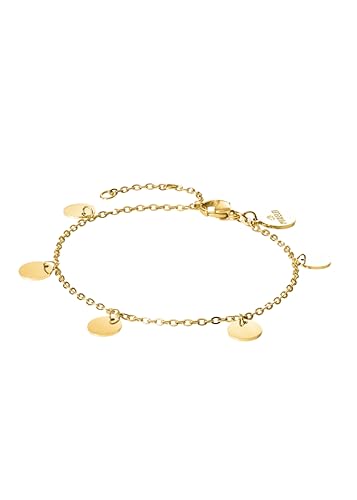 Purelei® Kalea Fußkettchen Damen – Edelstahl 18K vergoldet/rosévergoldet/silber – Mit 5 Symbolanhängern – Verstellbar 21–25 cm – wasserfest (Gold) von Purelei