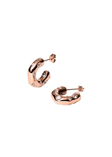 Purelei® Life Ohrringe – Statement-Creolen mit Zirkonia – Edelstahl 18K vergoldet – Unregelmäßiges Design mit funkelnden Details – Wasserfest (Rosegold) von Purelei
