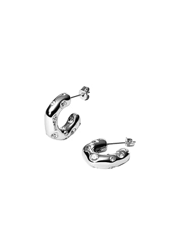 Purelei® Life Ohrringe – Statement-Creolen mit Zirkonia – Edelstahl 18K vergoldet – Unregelmäßiges Design mit funkelnden Details – Wasserfest (Silver) von Purelei