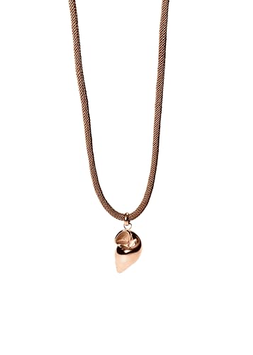 Purelei® Muschel-Kette mit gedrehtem Band – Maritimer Anhänger & Edelstahl in Gold, Silber oder Roségold – 40–45 cm – Dunkelbraun – Sommerlicher Boho-Stil (Rosegold) von Purelei