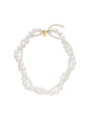 Purelei® Pearl Elegance Kette mit Muschelperlen – Edelstahl in Gold, Silber oder Roségold, 40-45 cm, doppellagiges Design von Purelei