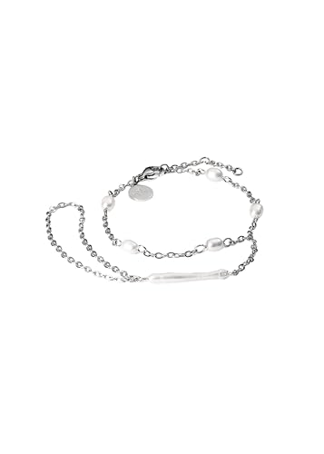 Purelei® Pearl Symphony Handkette – Y2K Fingerketten-Armband mit Barockperle – Edelstahl, 18K vergoldet – Länge 16/17,5/19 cm – Wasserfest (Silver) von Purelei