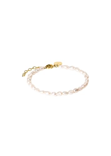 Purelei® Pearlfection Armband – Armband mit echten Süßwasserperlen – 14K/18K vergoldeter Edelstahl – 16–19 cm – eleganter Perlenschmuck – Verstellbar (Gold) von Purelei