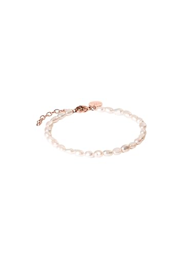 Purelei® Pearlfection Armband – Armband mit echten Süßwasserperlen – 14K/18K vergoldeter Edelstahl – 16–19 cm – eleganter Perlenschmuck – Verstellbar (Rosegold) von Purelei