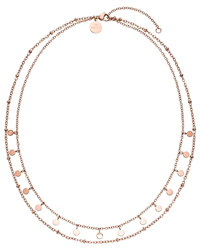 Purelei® Plain Halskette, Doppelreihige Halskette für Frauen, Wasserfestes Halskette aus Edelstahl mit runden Anhängern, Lange verstellbar 40-50 cm (Rosegold) von Purelei