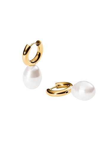 Purelei® Seaside Creolen mit Muschelperlen – Edelstahl Ohrringe in Gold, Silber oder Roségold – Zeitlos elegante Damenohrringe mit schimmernden Seashell Perlen – 10 mm Creolen, 25,6 g (Gold) von Purelei