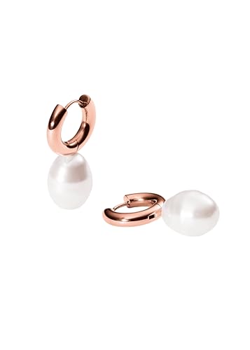 Purelei® Seaside Creolen mit Muschelperlen – Edelstahl Ohrringe in Gold, Silber oder Roségold – Zeitlos elegante Damenohrringe mit schimmernden Seashell Perlen – 10 mm Creolen, 25,6 g (Rosegold) von Purelei