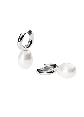 Purelei® Seaside Creolen mit Muschelperlen – Edelstahl Ohrringe in Gold, Silber oder Roségold – Zeitlos elegante Damenohrringe mit schimmernden Seashell Perlen – 10 mm Creolen, 25,6 g (Silver) von Purelei