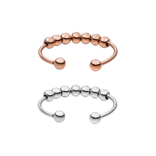 Purelei® Shade Anxiety Ring Set - Fidget – Damenring aus langlebigem Edelstahl – Wasserfeste Ringe – in verstellbaren Größen erhältlich von 50-66 - Damenschmuck (Silver, 60-66) von Purelei