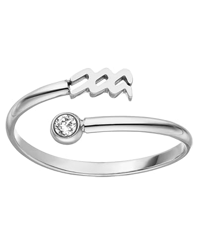 Purelei® Sternzeichen Ring Aquarius (Silber) – Wasserfester Damenring aus langlebigem Edelstahl – Verstellbare Ringe von Größe 50 bis 60 – Modeschmuck für deinen individuellen Look von Purelei