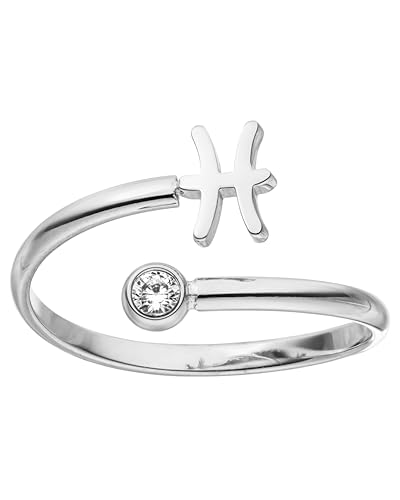 Purelei® Sternzeichen Ring Fisch (Silber) – Wasserfester Damenring aus langlebigem Edelstahl – Verstellbare Ringe von Größe 50 bis 60 – Modeschmuck für deinen individuellen Look von Purelei