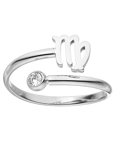 Purelei® Sternzeichen Ring Jungfrau (Silber) – Wasserfester Damenring aus langlebigem Edelstahl – Verstellbare Ringe von Größe 50 bis 60 – Modeschmuck für deinen individuellen Look von Purelei