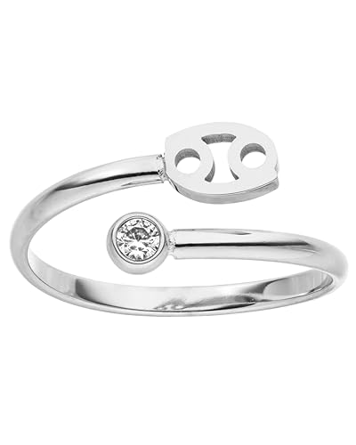 Purelei® Sternzeichen Ring Krebs (Silber) – Wasserfester Damenring aus langlebigem Edelstahl – Verstellbare Ringe von Größe 60 bis 66 – Modeschmuck für deinen individuellen Look von Purelei