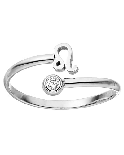 Purelei® Sternzeichen Ring Löwe (Silber) – Wasserfester Damenring aus langlebigem Edelstahl – Verstellbare Ringe von Größe 60 bis 66 – Modeschmuck für deinen individuellen Look von Purelei