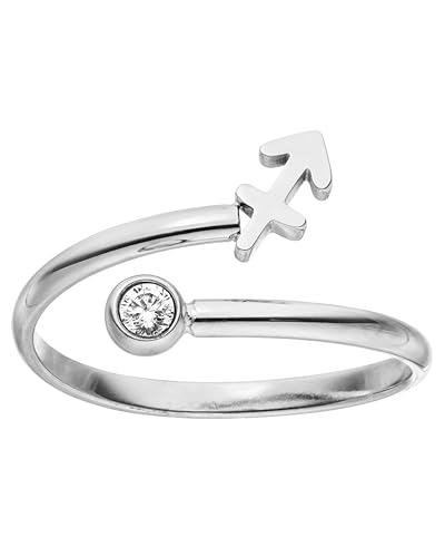 Purelei® Sternzeichen Ring Schütze (Silber) – Wasserfester Damenring aus langlebigem Edelstahl – Verstellbare Ringe von Größe 60 bis 66 – Modeschmuck für deinen individuellen Look von Purelei