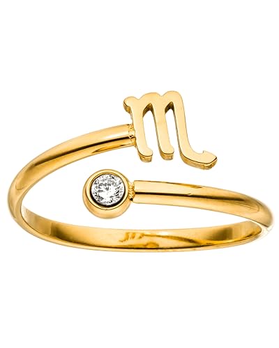 Purelei® Sternzeichen Ring Skorpion (Gold) – Wasserfester Damenring aus langlebigem Edelstahl – Verstellbare Ringe von Größe 60 bis 66 – Modeschmuck für deinen individuellen Look von Purelei