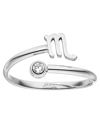 Purelei® Sternzeichen Ring Skorpion (Silber) – Wasserfester Damenring aus langlebigem Edelstahl – Verstellbare Ringe von Größe 50 bis 60 – Modeschmuck für deinen individuellen Look von Purelei