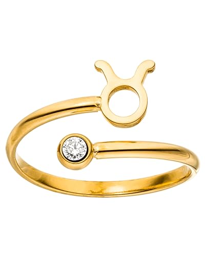 Purelei® Sternzeichen Ring Stier (Gold) – Wasserfester Damenring aus langlebigem Edelstahl – Verstellbare Ringe von Größe 60 bis 66 – Modeschmuck für deinen individuellen Look von Purelei