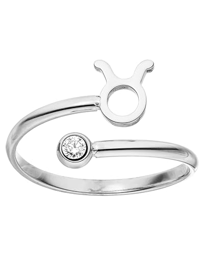 Purelei® Sternzeichen Ring Stier (Silber) – Wasserfester Damenring aus langlebigem Edelstahl – Verstellbare Ringe von Größe 50 bis 60 – Modeschmuck für deinen individuellen Look von Purelei