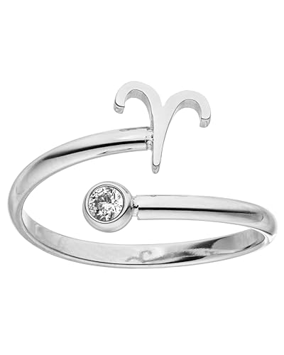 Purelei® Sternzeichen Ring Widder (Silber) – Wasserfester Damenring aus langlebigem Edelstahl – Verstellbare Ringe von Größe 50 bis 60 – Modeschmuck für deinen individuellen Look von Purelei
