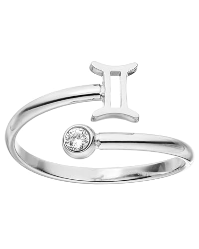 Purelei® Sternzeichen Ring Zwilling (Silber) – Wasserfester Damenring aus langlebigem Edelstahl – Verstellbare Ringe von Größe 50 bis 60 – Modeschmuck für deinen individuellen Look von Purelei
