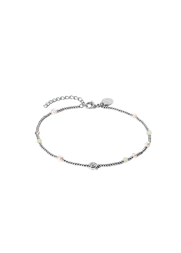 Purelei® Sundial Shell Fußkettchen Damen – Edelstahl vergoldet/silber/rosé – Mit Muschelanhänger, Süßwasserperlen & Glasperlen – Verstellbar 21–25 cm - wasserfest (Silver) von Purelei