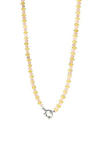 Purelei® Sunny Charm Kette – mit pinkem Quarz & Olivjade – Edelstahl 18K vergoldet – Verstellbare Damen Halskette 40-45 cm – Personalisierbar mit Charms – Aloha Style (Silver) von Purelei