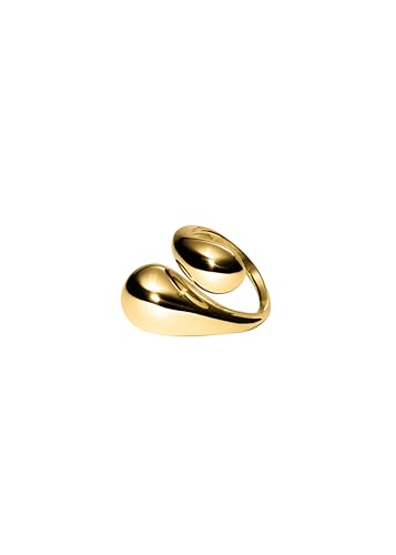 Purelei® Swirl Ring – Verstellbarer Statement-Ring mit geschwungener Form – Edelstahl 14K/18K vergoldet – Tropfendesign – Größen S/M & M/L – 7,16 g – Wasserfest (Gold, M-L) von Purelei