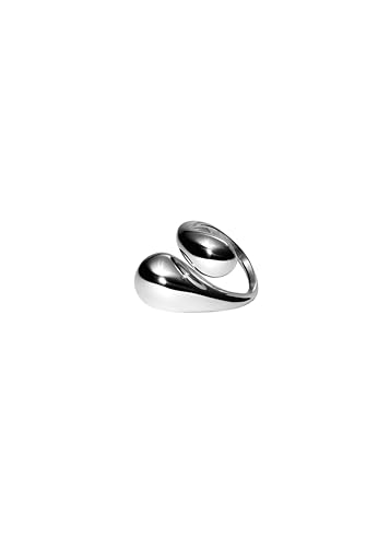 Purelei® Swirl Ring – Verstellbarer Statement-Ring mit geschwungener Form – Edelstahl 14K/18K vergoldet – Tropfendesign – Größen S/M & M/L – 7,16 g – Wasserfest (Silver, S-M) von Purelei