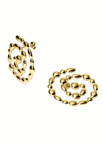Purelei® Swirl Statement-Ohrringe – Spiral-Ohrstecker mit Metallperlen-Design – Edelstahl 14K/18K vergoldet – Moderner Statement-Schmuck – 17,6 g (Paar) – Wasserfest (Gold) von Purelei