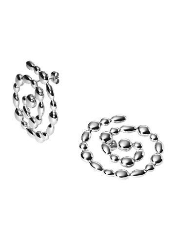Purelei® Swirl Statement-Ohrringe – Spiral-Ohrstecker mit Metallperlen-Design – Edelstahl 14K/18K vergoldet – Moderner Statement-Schmuck – 17,6 g (Paar) – Wasserfest (Silver) von Purelei