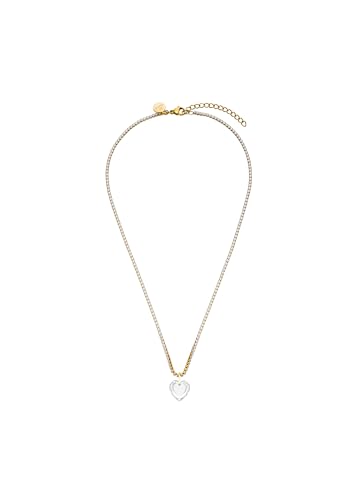 Purelei® Translucent Kette im Tennis Chain Style mit Zirkoniasteinen & Kristallherz – Verstellbar 40-45 cm, Edelstahl in Gold, Silber oder Roségold (Gold) von Purelei