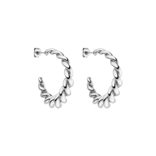 Purelei® Twisted Ohrringe, Gedrehte, offene Creolen für Damen aus Edelstahl in Kordel-Optik, Trendige wasserfeste Creolen, Durchmesser 7,5 mm (Silber) von Purelei