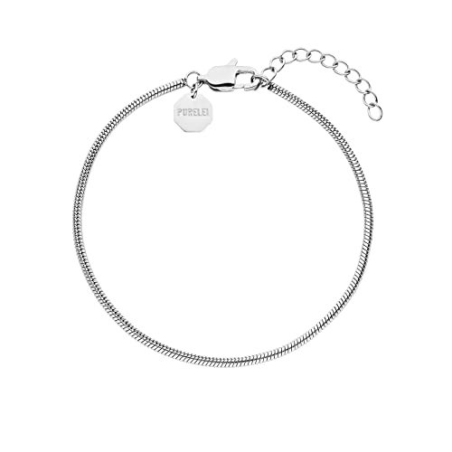 Purelei® Verve Armband (Silber), Wasserfeste Panzerkette-Armbänder aus Edelstahl für Herren und Frauen, 18-22 cm Länge verstellbar, Geschenk für Männer (8,3 mm, Silber) von Purelei