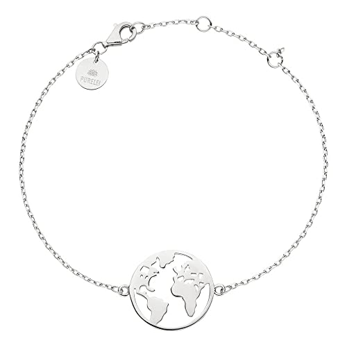 Purelei® Worldmap Armband Damen aus Edelstahl (Silber) Schmuck wasserfest (Versilbert) von Purelei