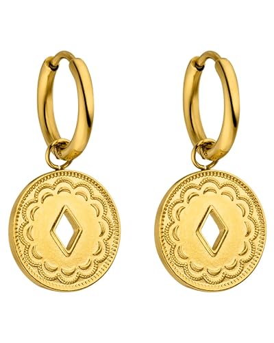 PURELEI® Lolani Ohrringe (Gold) – Damenohrringe aus langlebigem Edelstahl – Wasserfeste Ohrringe Damen – 1,4 cm Durchmesser – Modeschmuck für deinen individuellen Look Sterling-Silber von Purelei