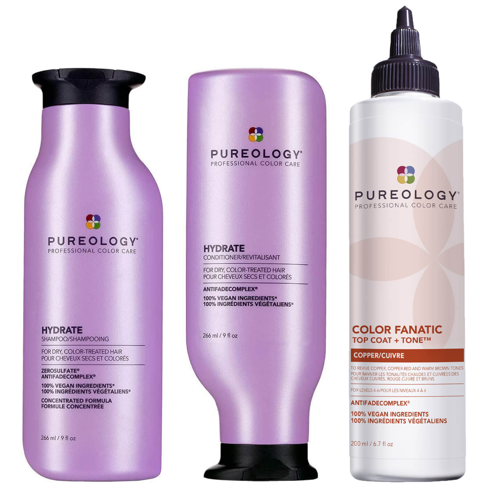 Pureology Hydrate Shampoo, Conditioner and Top Coat & Tone Routine for Neutralising and Hydrating Copper Hair Pureology Hydrate Shampoo, Conditioner and Top Coat & Tone Routine for Neutralising and Hydrating Copper Hair von Pureology