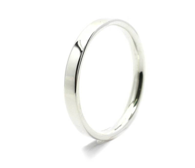 sterling Silber 2 Mm Flache Ehering Ring, Hochglanz-Ring, Comfort Fit Ring von Puresilverdreams