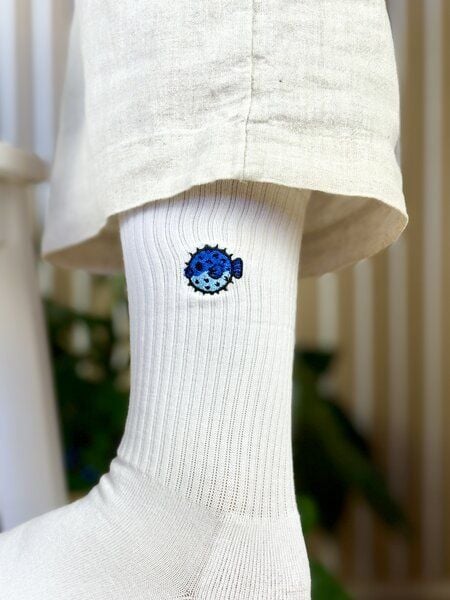 Purewater Kugelfisch | Bio Baumwoll Socken | Bestickt von Purewater